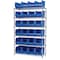 Akro-Mils Steel Wire Bin Shelving, 48 in W x 74 in H x 18 in D, 6 Shelves, Silver/Blue AWS184830260B - alternate 1