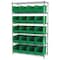 Akro-Mils Steel Wire Bin Shelving, 48 in W x 74 in H x 18 in D, 6 Shelves, Silver/Green AWS184830260G - alternate 1