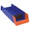 Akro-Mils Shelf Storage Bin, Plastic, Blue/Orange, 4 in H, 6 5/8 in W, 17 7/8 in L 36468BLUE - alternate 1