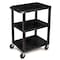 Zoro Select Utility Cart with Lipped Plastic Shelves, Thermoplastic Resin, 300 lb Load Capacity, 3 Shelves WT34S - alternate 2