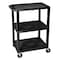 Zoro Select Utility Cart with Lipped Plastic Shelves, Thermoplastic Resin, 300 lb Load Capacity, 3 Shelves WT34S - alternate 1