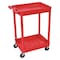 Zoro Select Utility Cart with Deep Lipped Plastic Shelves, 300 lb Load Capacity, 2 Shelves, 24 in L, 18 in W RDSTC11RD - alternate 1