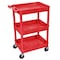 Zoro Select Utility Cart with Deep Lipped Plastic Shelves, 300 lb Load Capacity, 3 Shelves, 24 in L, 18 in W RDSTC111RD - alternate 2