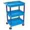 Zoro Select Utility Cart with Deep Lipped Plastic Shelves, 300 lb Load Capacity, 3 Shelves, 24 in L, 18 in W BUSTC111BU - alternate 2