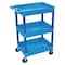 Zoro Select Utility Cart with Deep Lipped Plastic Shelves, 300 lb Load Capacity, 3 Shelves, 24 in L, 18 in W BUSTC111BU - alternate 1