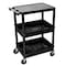 Zoro Select Utility Cart with Deep Lipped & Lipped Plastic Shelves, 300 lb Load Capacity, 3 Shelves, 24 in L STC211-B - alternate 2