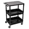 Zoro Select Utility Cart with Deep Lipped & Lipped Plastic Shelves, 300 lb Load Capacity, 3 Shelves, 24 in L STC211-B - alternate 1