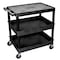 Zoro Select Utility Cart with Lipped Plastic Shelves, 400 lb Load Capacity, 3 Shelves, 24 in L, 32 in W TC211-B - alternate 2