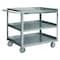 Zoro Select Corrosion-Resistant Utility Cart with Single-Side Flush Metal Shelves, Stainless Steel, 3 Shelves SRSC2016243FLD4PU - alternate 1