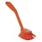 Vikan 2 25/64 in W Dish Brush, Medium, 8 in L Handle, 3 1/8 in L Brush, Orange, Plastic 42377 - alternate 1