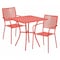 Flash Furniture 28" Square Coral Steel Patio Table with 2 Chairs CO-28SQ-02CHR2-RED-GG - alternate 1