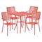 Flash Furniture 28" Square Coral Steel Patio Table with 4 Chairs CO-28SQ-02CHR4-RED-GG - alternate 1