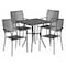 Flash Furniture 28 in Square Patio Table With 4 Chairs, Black, Steel CO-28SQ-02CHR4-BK-GG - alternate 1
