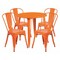Flash Furniture Round Orange Metal Set, 30RD, 30" W, 30" L, 29.5" H, Metal Top, Orange CH-51090TH-4-18CAFE-OR-GG - alternate 1