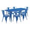 Flash Furniture Rectangle Blue Metal Table Set, 31-1/2"X63", 31.5" W, 63" L, 29.5" H, Metal, Blue ET-CT005-6-30-BL-GG - alternate 1