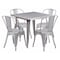 Flash Furniture Square Silver Metal Table Set, 31.5SQ, 31.5" W, 31.5" L, 29.5" H, Metal, Grey ET-CT002-4-30-SIL-GG - alternate 1