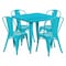 Flash Furniture Square Teal-Bl Metal Table Set, 31.5SQ, 31.5" W, 31.5" L, 29.5" H, Metal, Blue ET-CT002-4-30-CB-GG - alternate 1
