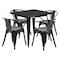 Flash Furniture Square Black Metal Table Set, 31.5SQ, 31.5" W, 31.5" L, 29.5" H, Metal, Black ET-CT002-4-70-BK-GG - alternate 1