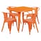 Flash Furniture Square 31.5" W, 31.5" L, 29.5" H, Metal, Orange ET-CT002-4-70-OR-GG - alternate 1
