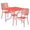 Flash Furniture 35.5" Square Coral Steel Table w/ 2 Chairs CO-35SQ-02CHR2-RED-GG - alternate 1