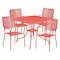 Flash Furniture 35.5" Square Coral Steel Table w/ 4 Chairs CO-35SQ-02CHR4-RED-GG - alternate 1