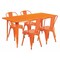 Flash Furniture Rectangle Orange Metal Table Set, 31-1/2"X63", 31.5" W, 63" L, 29.5" H, Metal, Orange ET-CT005-4-30-OR-GG - alternate 1