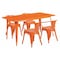 Flash Furniture Rectangle 31.5" W, 63" L, 29.5" H, Metal, Orange ET-CT005-4-70-OR-GG - alternate 1