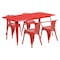 Flash Furniture Rectangle 31.5" W, 63" L, 29.5" H, Metal, Red ET-CT005-4-70-RED-GG - alternate 1