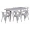 Flash Furniture Rectangle Silver Metal Table Set, 31-1/2"X63", 31.5" W, 63" L, 29.5" H, Metal, Grey ET-CT005-6-70-SIL-GG - alternate 1