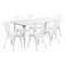Flash Furniture Rectangle White Metal Table Set, 31-1/2"X63", 31.5" W, 63" L, 29.5" H, Metal, White ET-CT005-6-30-WH-GG - alternate 1