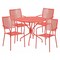 Flash Furniture 35.25" Round Coral Steel Patio Table with 4 Chairs CO-35RD-02CHR4-RED-GG - alternate 1