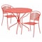 Flash Furniture 35.25" Round Coral Steel Table with 2 Chairs CO-35RD-03CHR2-RED-GG - alternate 1