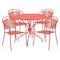 Flash Furniture 35.25" Round Coral Steel Table Set with 4 Chairs CO-35RD-03CHR4-RED-GG - alternate 1