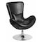 Flash Furniture Egg Side Reception Chair, Black LeatherSoft Seat, Black Back, 30 W 30" L 38 H, Integrated Curved CH-162430-BK-LEA-GG - alternate 1