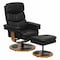 Flash Furniture Black LeatherSoft Recliner & Ottoman w/ Wood Base BT-7828-PILLOW-GG - alternate 1
