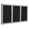 Ghent Enclosed Rubber Bulletin Board 48"x96", 3 Hinged Door, Black PA34896TR-BK - alternate 1