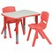 Flash Furniture Rectangle Table Set, Plastic, Steel, Grey YU-YCY-098-0032-RECT-TBL-RED-GG - alternate 1