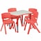 Flash Furniture Rectangle Table Set, Plastic, Steel, Grey YU-YCY-098-0034-RECT-TBL-RED-GG - alternate 1
