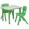 Flash Furniture Rectangle Activity Table, 21.875 W, 26.625 L, 23.5 H, Plastic, Steel, Grey YU-YCY-098-0032-RECT-TBL-GREEN-GG - alternate 1