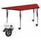 Flash Furniture Trapezoid Activity Table, Chrome, Laminate, Particleboard, Steel, Red XU-A3060-TRAP-RED-T-P-CAS-GG - alternate 1