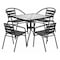 Flash Furniture 31.5" Square Glass Metal Table w/ 4 Metal Chairs TLH-0732SQ-017CBK4-GG - alternate 1