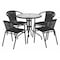 Flash Furniture Round Glass Table w/4 Blk Rattan Chrs, Rnd, 28", Aluminum, Glass, Metal, Plastic, Rattan, Clear TLH-087RD-037BK4-GG - alternate 1