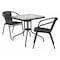 Flash Furniture Square Table Set, Aluminum, Glass, Metal, Plastic, Rattan, Clear TLH-073SQ-037BK2-GG - alternate 1