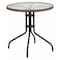 Flash Furniture Round Glass Table, Brown Rattan Edging, Rnd, 28", Aluminum, Glass, Metal, Plastic, Rattan, Steel TLH-087-DK-BN-GG - alternate 1