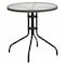 Flash Furniture Round Glass Table, Gray Rattan Edging, Round, 28", Aluminum, Glass, Metal, Plastic, Rattan, Steel TLH-087-GY-GG - alternate 1