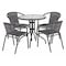 Flash Furniture Round Table Set, Aluminum, Glass, Metal, Plastic, Rattan, Clear TLH-087RD-037GY4-GG - alternate 1