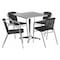 Flash Furniture Square Table Set, Aluminum, Plastic, Rattan, Stainless Steel, Grey TLH-ALUM-28SQ-020BKCHR4-GG - alternate 1