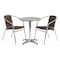 Flash Furniture Round Table Set, Aluminum, Plastic, Rattan, Stainless Steel, Grey TLH-ALUM-24RD-020CHR2-GG - alternate 1