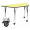 Flash Furniture Trapezoid Table, Trapezoid, Lckng Casters, Yl, 30"x60", Chrome, Laminate, Particleboard, Steel, Yellow XU-A3060-TRAP-YEL-T-A-CAS-GG - alternate 1