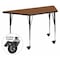 Flash Furniture Trapezoid Activity Table, Chrome, Laminate, Particleboard, Steel, Wood Grain XU-A2448-TRAP-OAK-H-A-CAS-GG - alternate 1